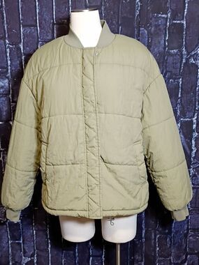 Ci Sono Olive Sage Green Quilted Puffer Jacket Women's Lightweight Padded Size M